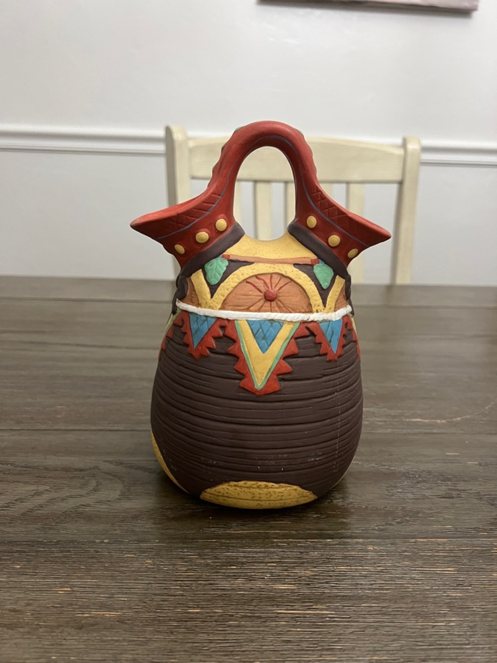 Hand-Painted Southwestern Aztec  ceramic wedding vase